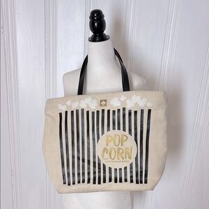 KATE SPADE Popcorn-Themed Striped Tote Bag